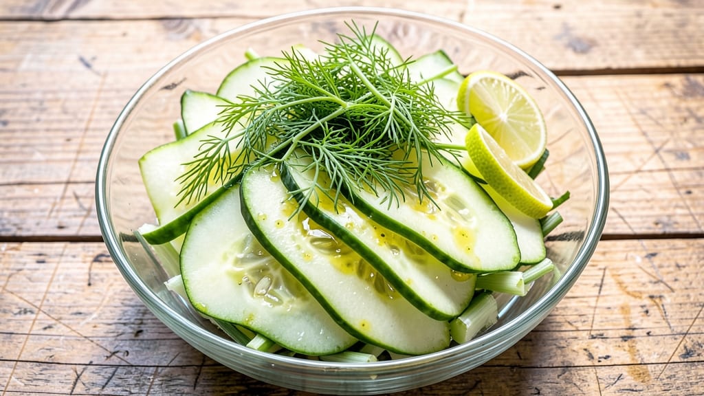 Accordion Cucumber Salad Recipe: Crisp Celery Crowns and Zesty Dill-Lime Twist