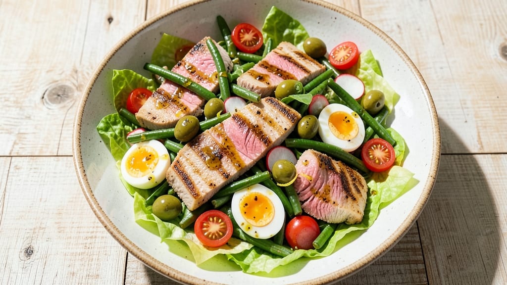 Classic Tuna Nicoise Salad Recipe: Crispy Anchovies and Vibrant Herbs