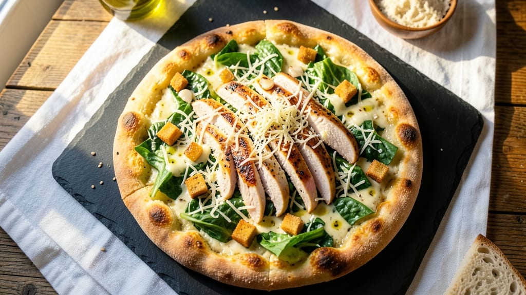 Chicken Cesar Salad Pizza Recipe: Crispy Crust Meets Creamy Herb Cheese Magic