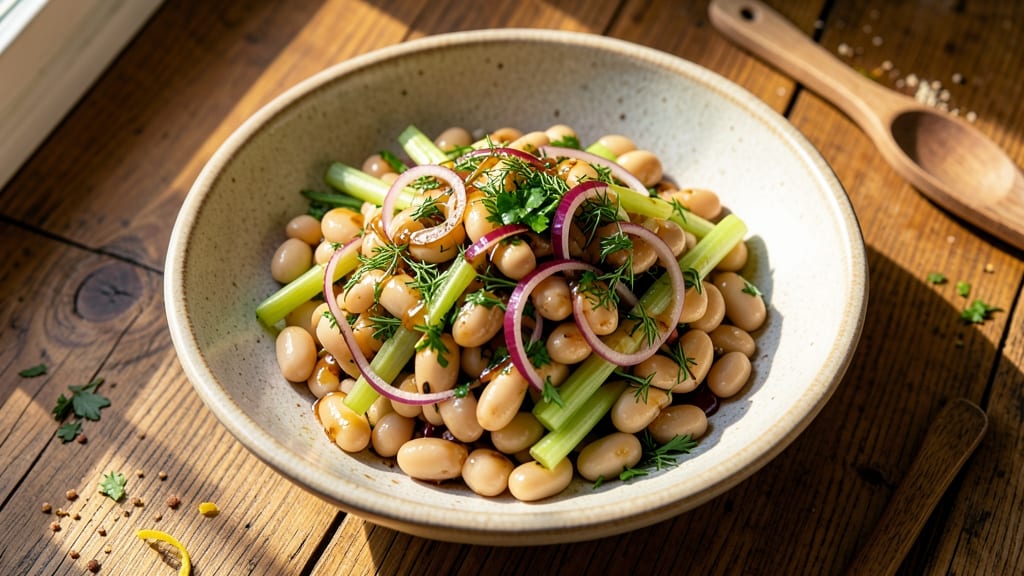Traditional Bean Salad Recipe: Crunchy Celery Crowns and Herb Vinaigrette Bliss