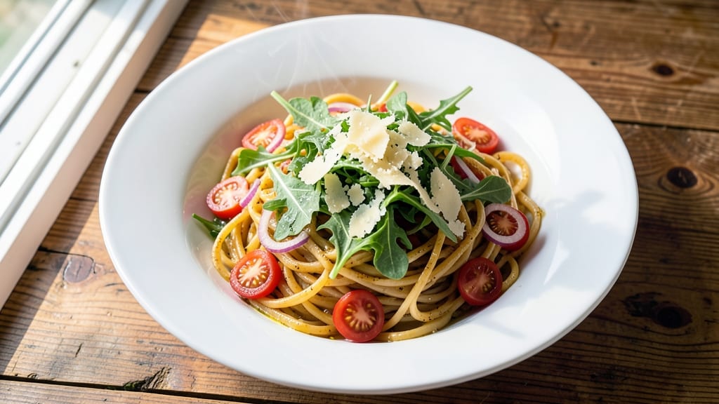 Capellini with Asiago Salad Recipe: Al Dente Pasta Meets Melty Cheese Crunch