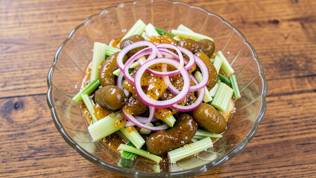 Sweet Pickle Salad Recipe: Crunchy Celery Crowns and Tangy Sweet Vinegar Kiss