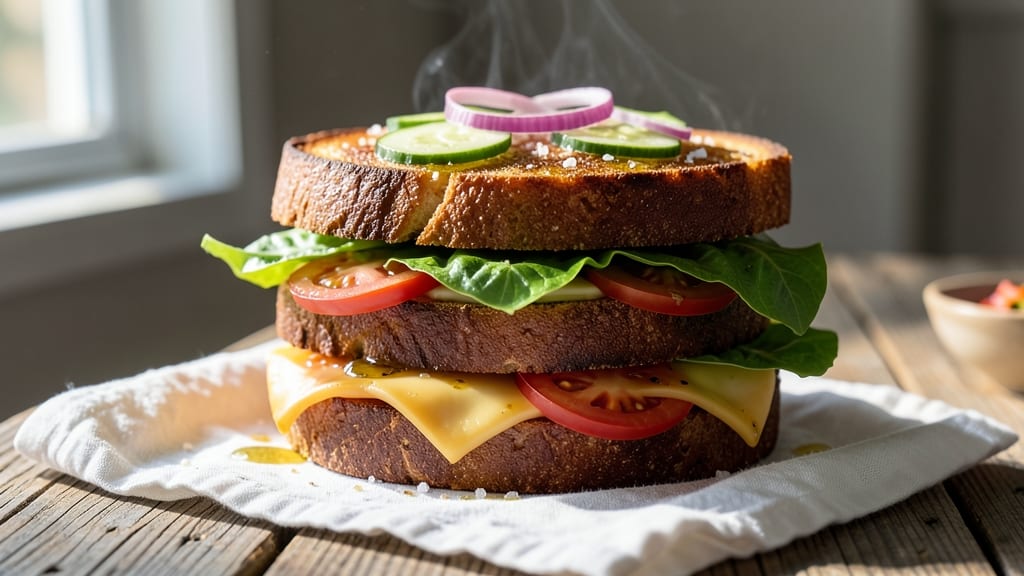 Cheese and Salad Sandwich Recipe: Melty Swiss and Crunchy Romaine Layers