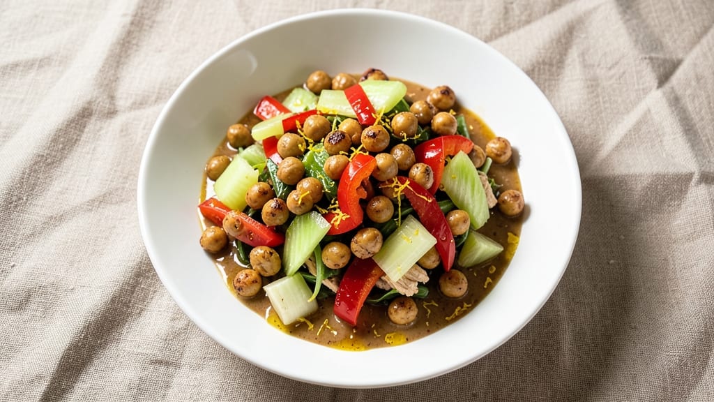 Chickpea Chicken Salad Recipe Vegan: Crunchy Celery Crowns and Creamy Tahini Dressing Twist