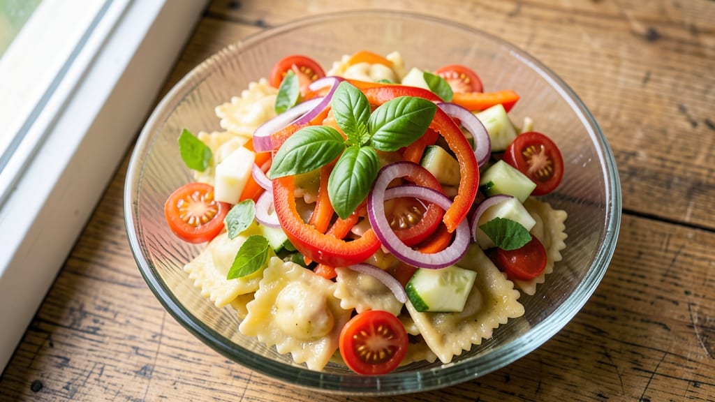 Cheese Ravioli Pasta Salad Recipe: Chilled Cheese Ravioli With Al Dente Crunch