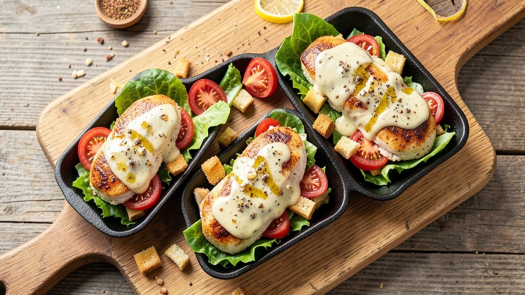Chicken Caesar Salad Sliders Recipe: Mini Bites With Crispy Croutons and Creamy Herb Dressing
