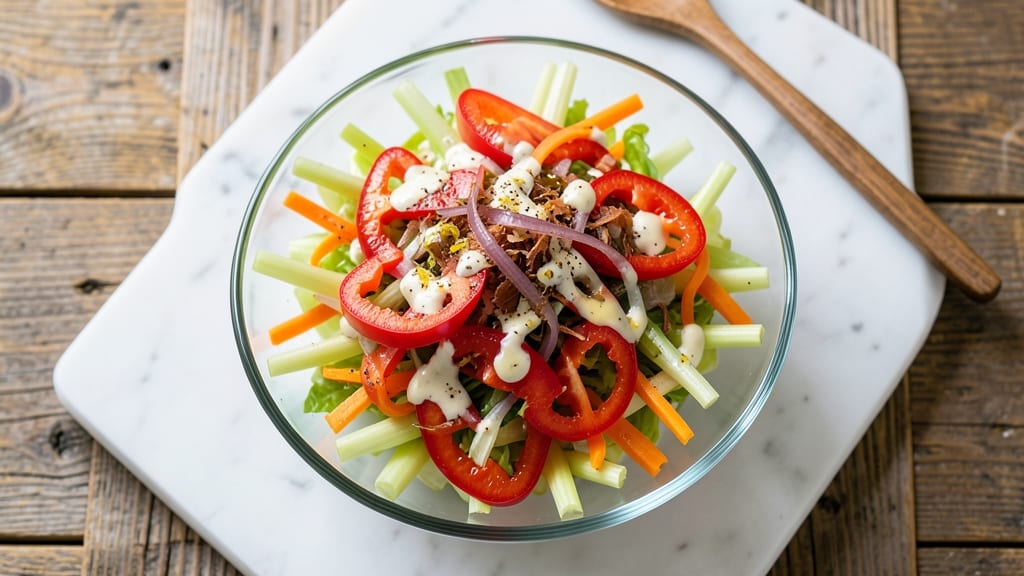 Cheesecake Factory Escabeche Vegetable Salad Recipe: Crisp Celery Crowns and Smoky Herb Vinaigrette Fusion