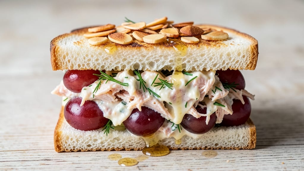 Chicken Salad Sandwich Recipe with Grapes and Almonds: Sweet-Tart Crunch Meets Creamy Herb Bliss