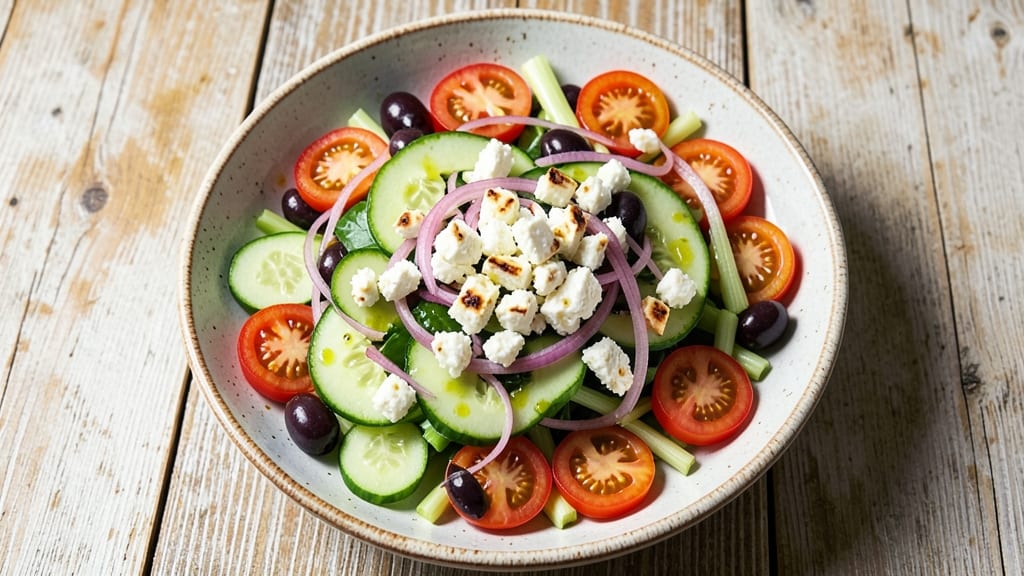 Cheesecake Factory Greek Salad Recipe: Crisp Celery Crowns and Smoky Feta Fusion
