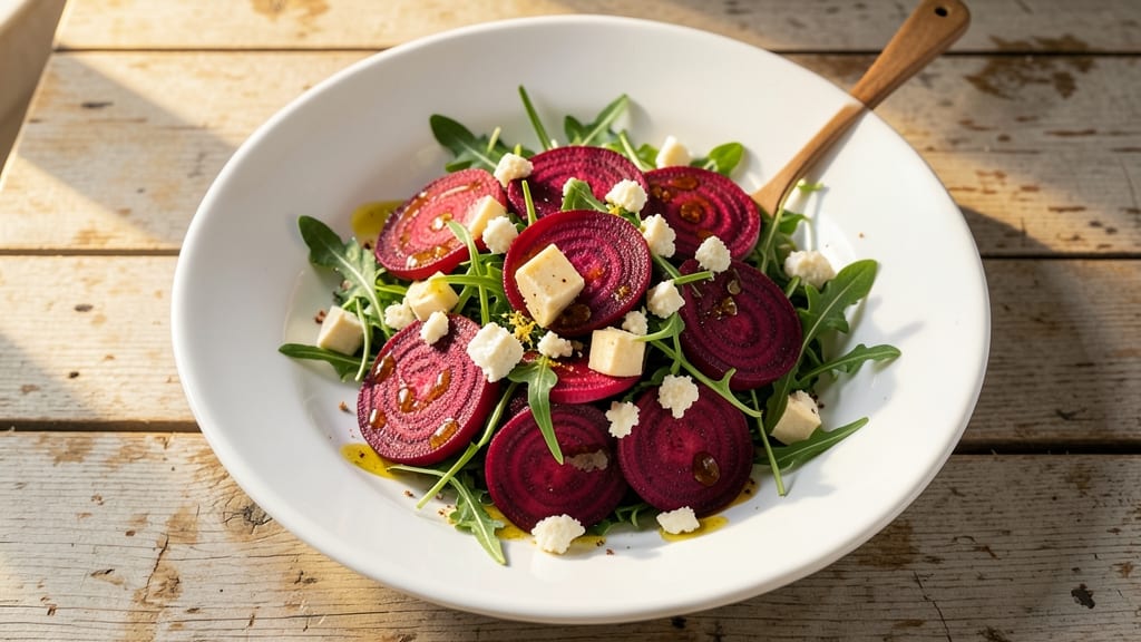 Chioggia Beets Salad Recipe: Striped Beauty With Creamy Goat Cheese Twist