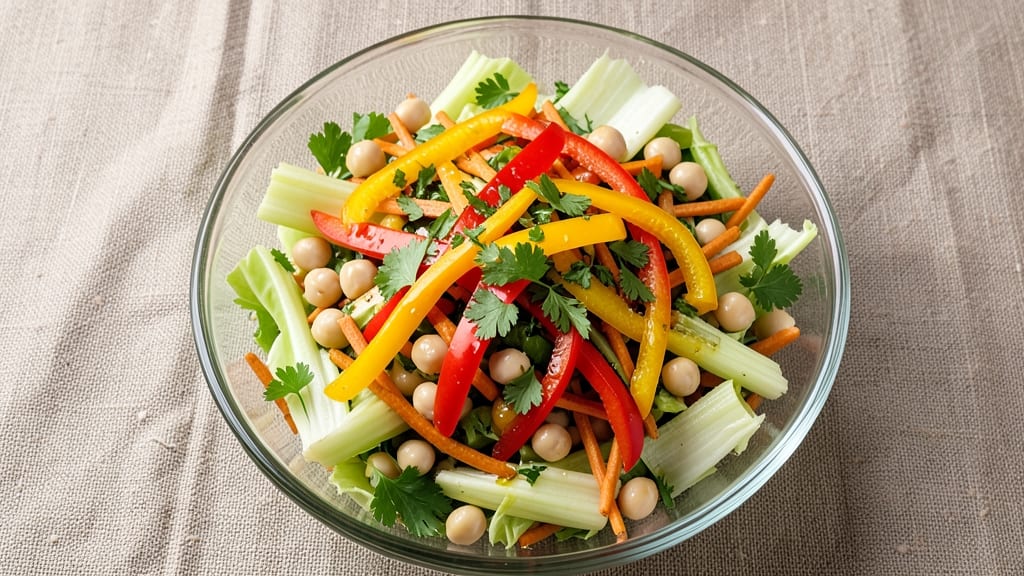 24 Hour Vegetable Salad Recipe: Crisp Celery Crowns and Tangy Herb Vinaigrette Fusion