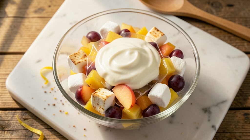 Ambrosia Salad Recipe With Fruit Cocktail And Sour Cream: Citrusy Creaminess That Stays Fresh for Days