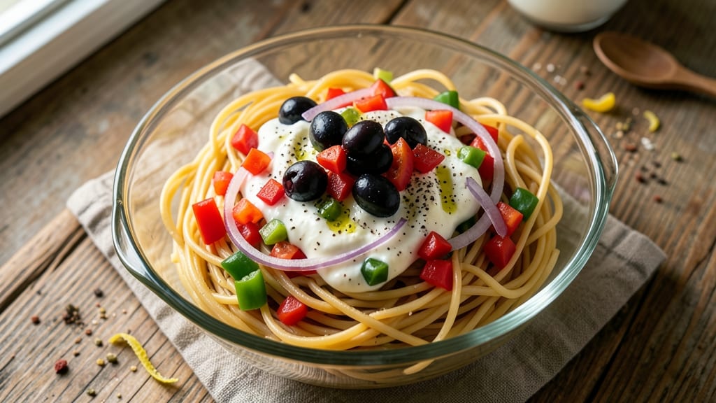 Classic Spaghetti Salad Recipe: Picnic-Proof Crunch and Creamy Herb Cheese