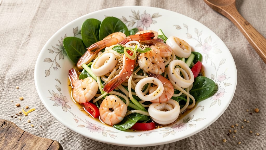 Chinese Seafood Salad Recipe: Light and Zesty With Crunchy Rice Noodles