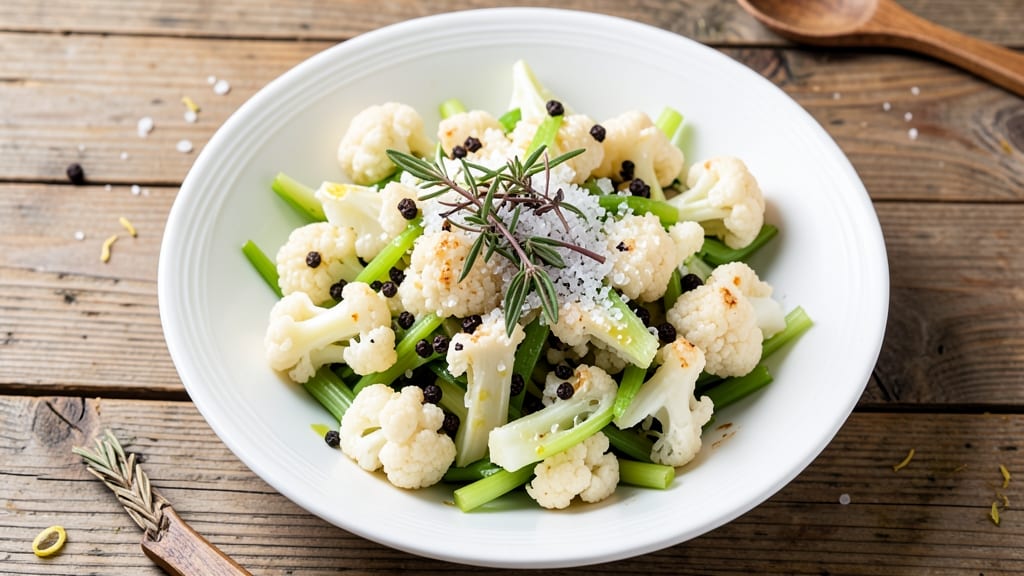 Cauliflower Crunch Salad Recipe: Celery Crown Crunch Meets Creamy Herb Dressing