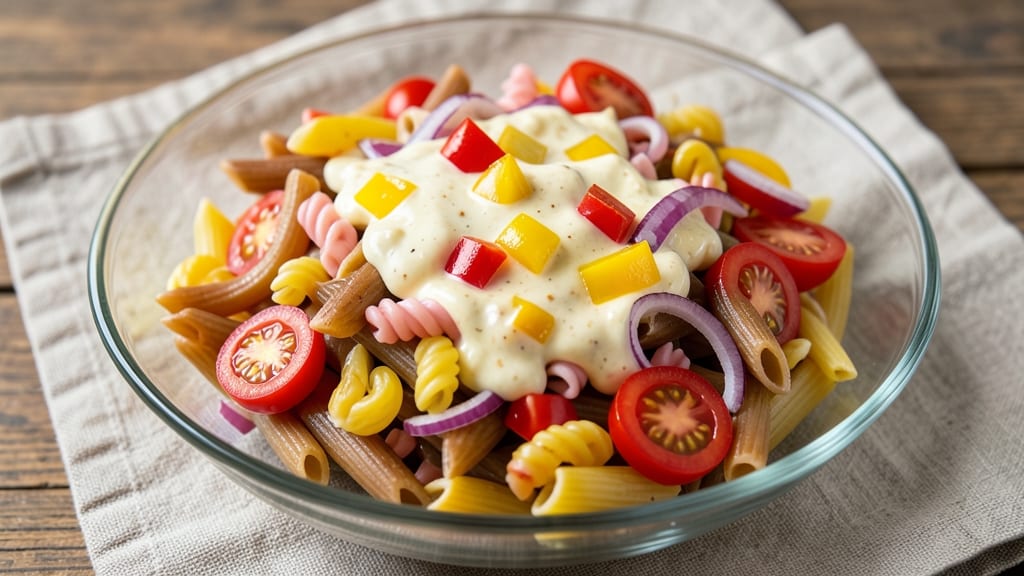 Colorful Macaroni Salad Recipe: Vibrant Tri-Color Pasta Party