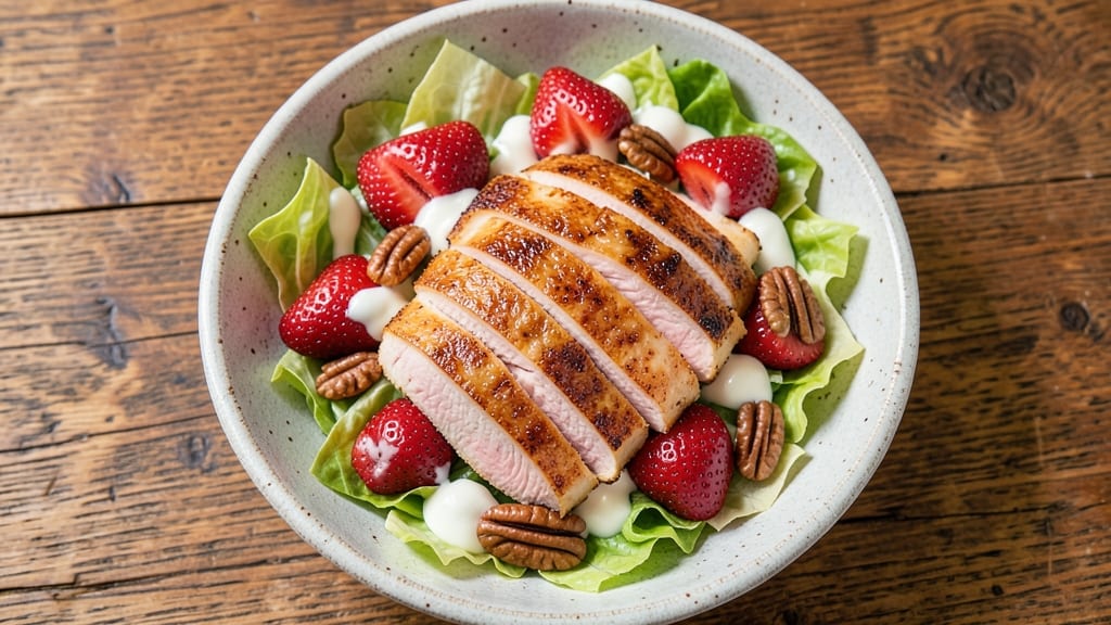 Chicken Strawberry Pecan Salad Recipe: Sweet-Tart Crunch with Buttery Cream Dressing