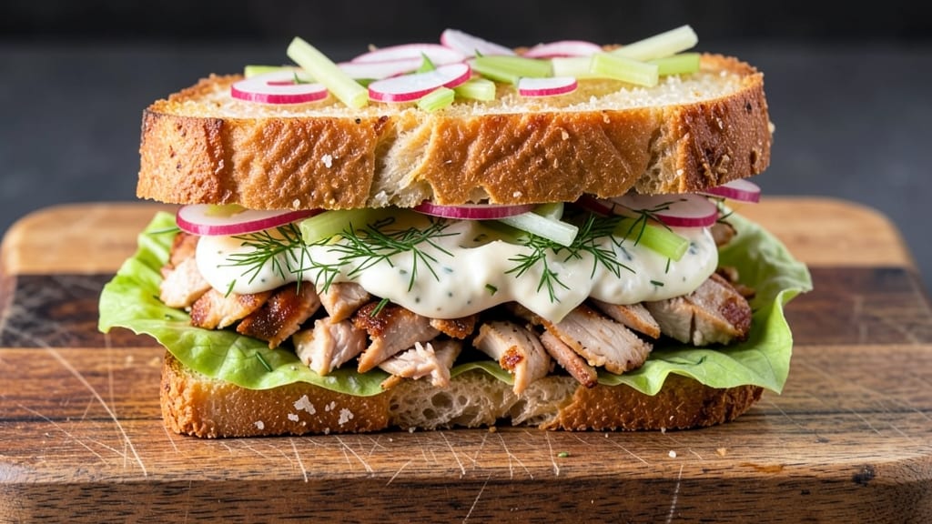 Chopped Chicken Salad Sandwich Recipe: Crunchy Celery and Creamy Herb Dressing Balance