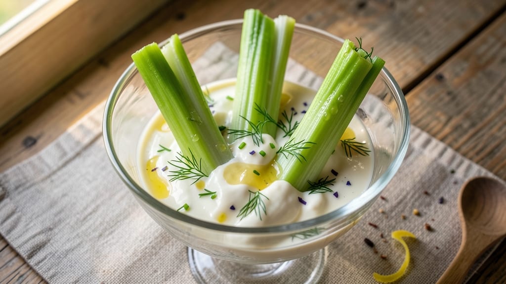 Columella Salad Recipe: Celery Crowns Stay Crisp for Days With Creamy Herb Dressing
