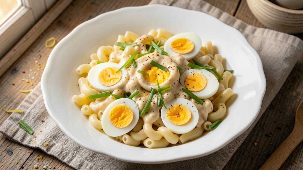 Classic Macaroni Salad Recipe With Egg: Hard-Boiled Egg Cubes Add Luxurious Texture
