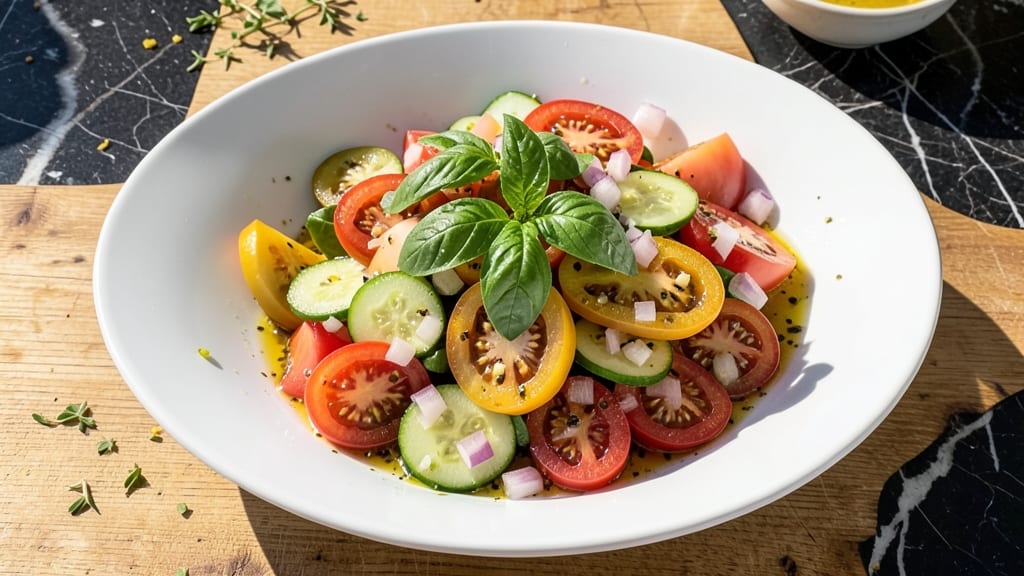 Chopped Tomato Salad Recipe: Bright, Juicy Bite with Herb-Infused Oil Base